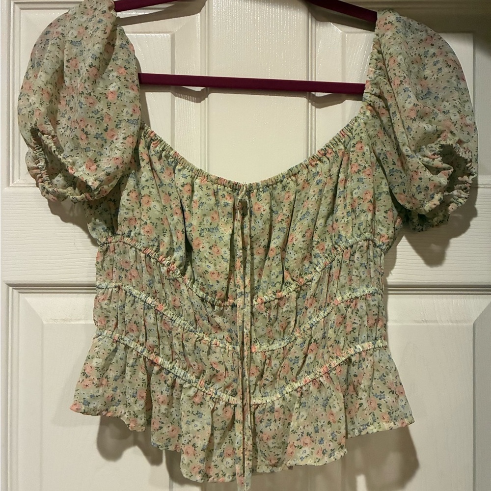 Forever 21 Floral Ruffle Blouse